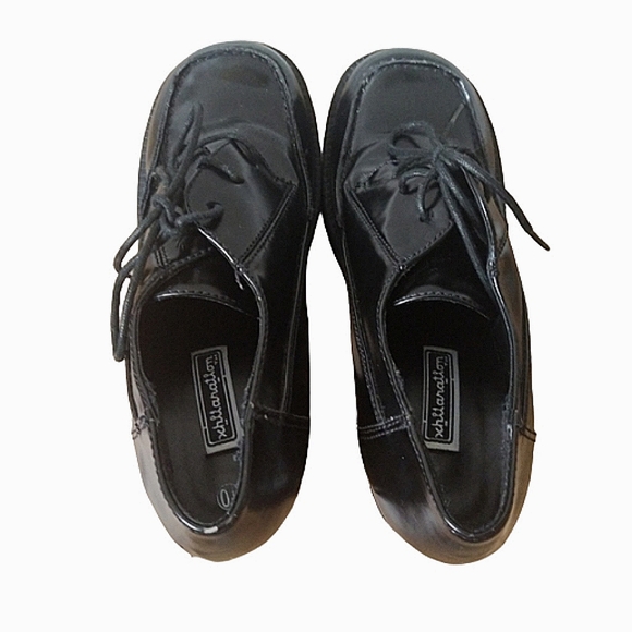 Vintage 90s Y2K Chunky Lace Up Platform Heel Oxford Loafers Round Toe Size 10 - Picture 7 of 10